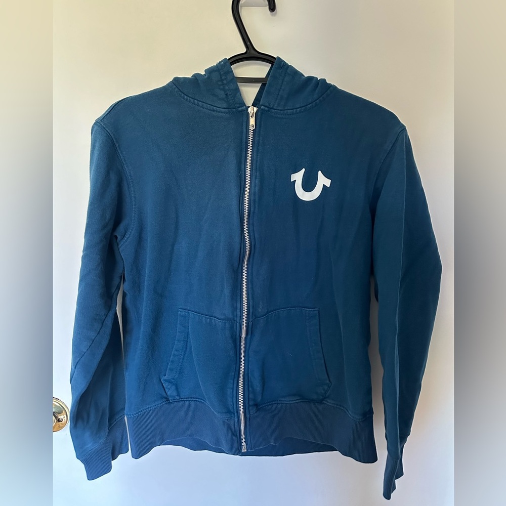Blue True Religion zip up , never reach for it